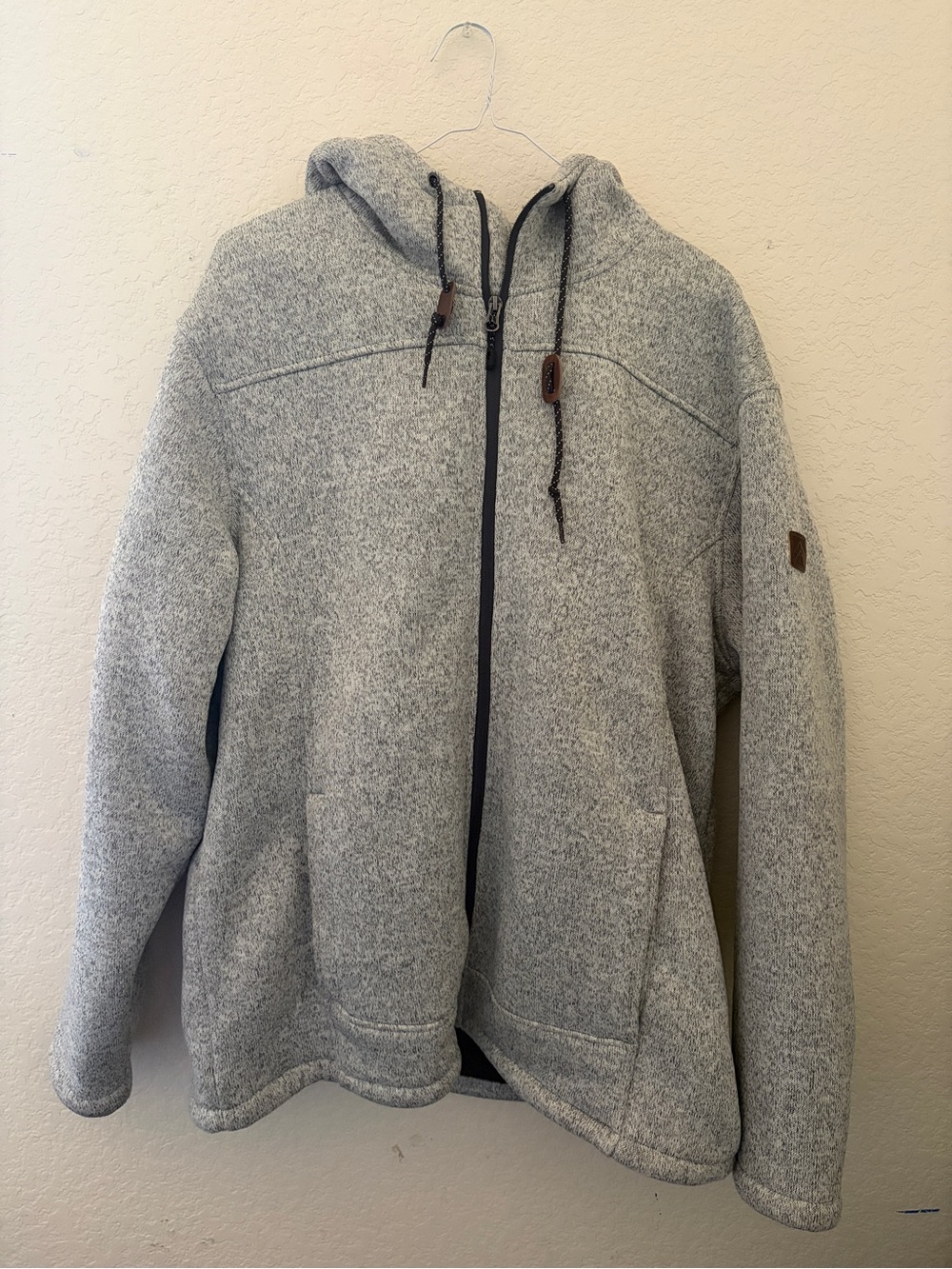 Rugged Elements Sherpa Lined Men's Light Gray Full‑Zip Performance Hooded Jacket